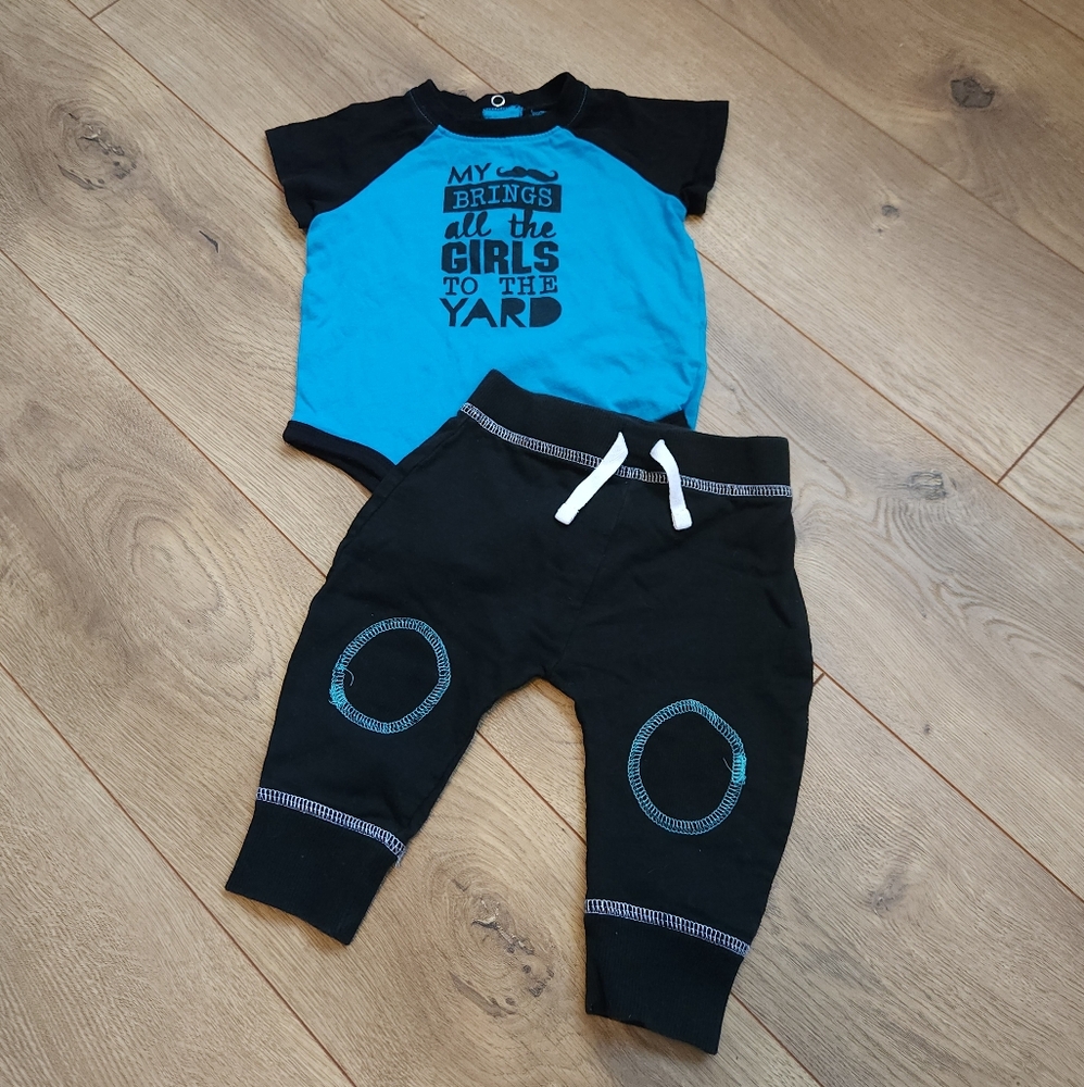 6 Months Boys Black and Blue Jogger Set